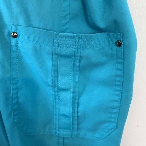 Purple Label Yoga Turquoise Scrub Pants XS Elastic Waist Womens Lightweight Stre - Picture 5 of 10